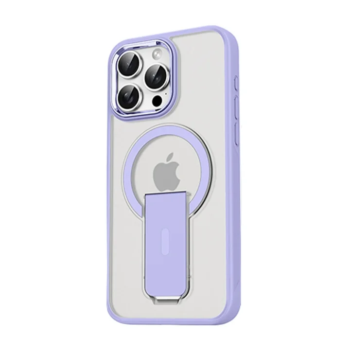 Mey İthalat®   iPhone 14 Pro Tork Magsafe Standlı Kapak - Lila