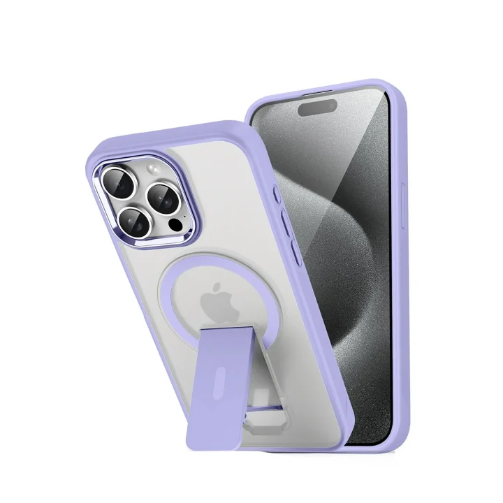 Mey İthalat®   iPhone 14 Pro Tork Magsafe Standlı Kapak - Lila
