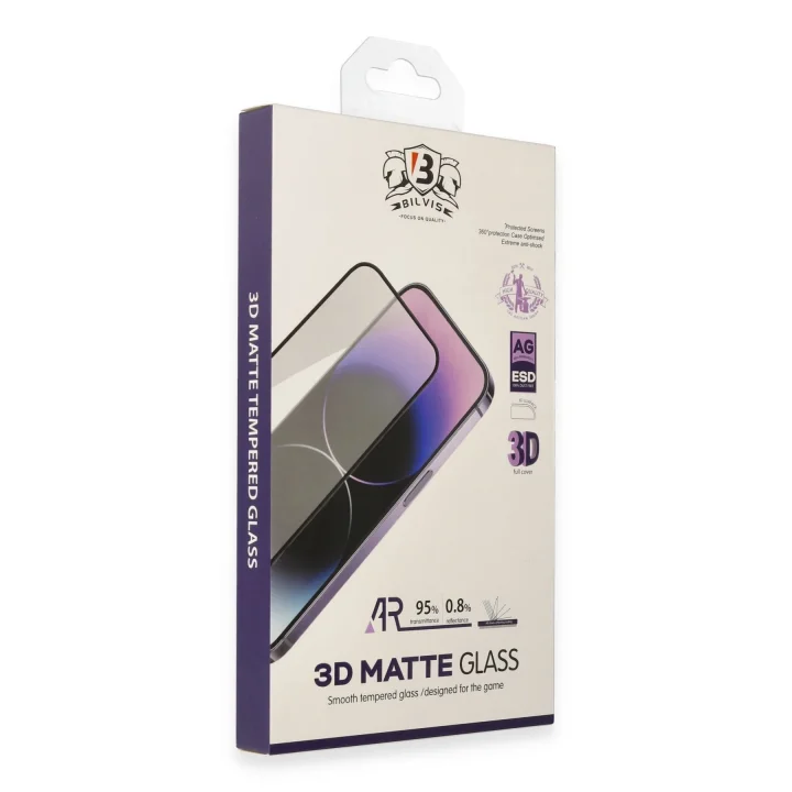 Mey İthalat®  iPhone 15 Bilvis 3D Mat Cam Ekran Koruyucu