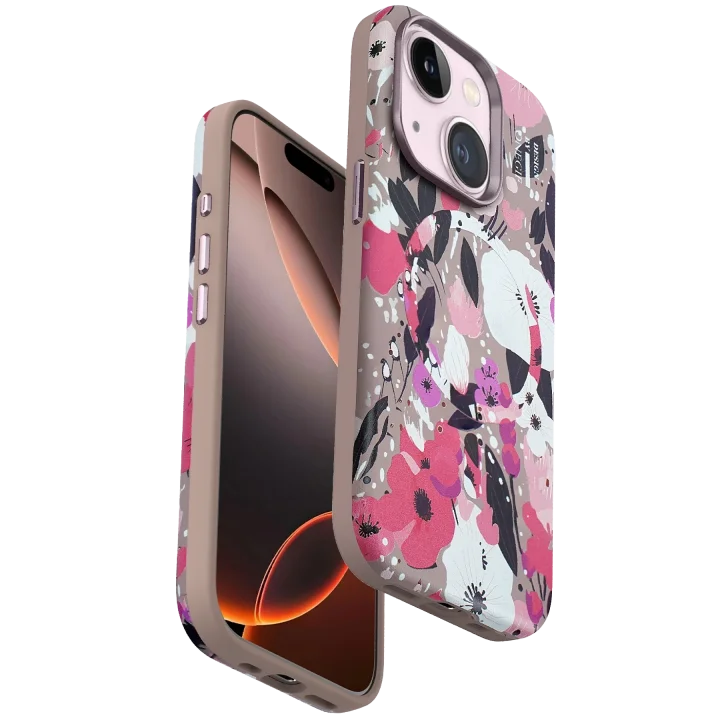 Mey İthalat®   iPhone 15 Flower Series Magsafe Kapak - Pembe