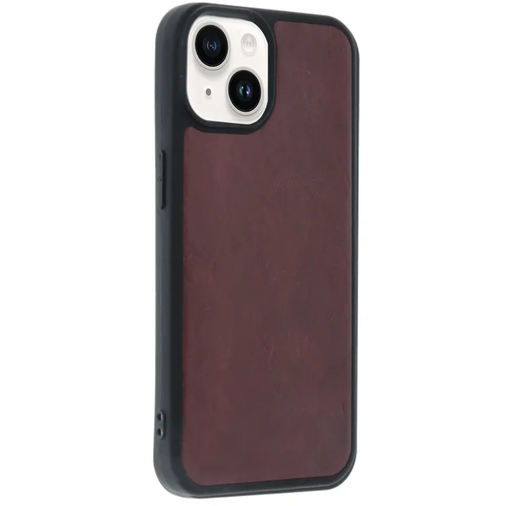 Mey İthalat®   iPhone 15 Kılıf Aras Deri Kapak - Bordo