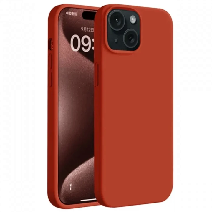 Mey İthalat®  iPhone 15 Kılıf First Silikon - Kırmızı