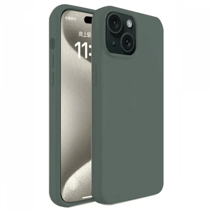 Mey İthalat®  iPhone 15 Kılıf First Silikon - Koyu Yeşil