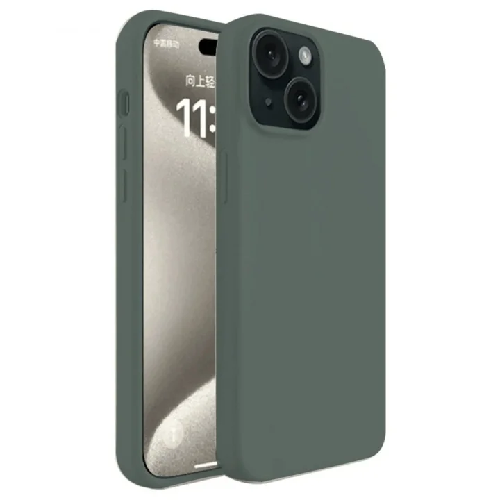 Mey İthalat®  iPhone 15 Kılıf First Silikon - Koyu Yeşil