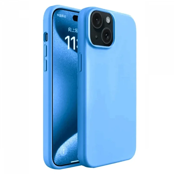 Mey İthalat®  iPhone 15 Kılıf First Silikon - Mavi
