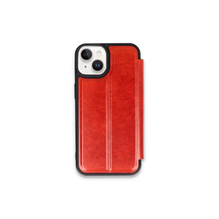 Mey İthalat®  iPhone 15 Kılıf Flip Cover - Kırmızı
