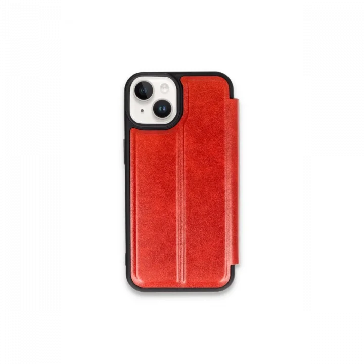 Mey İthalat®  iPhone 15 Kılıf Flip Cover - Kırmızı