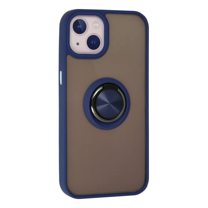 Mey İthalat®  iPhone 15 Kılıf Montreal Yüzüklü Silikon Kapak - Lacivert