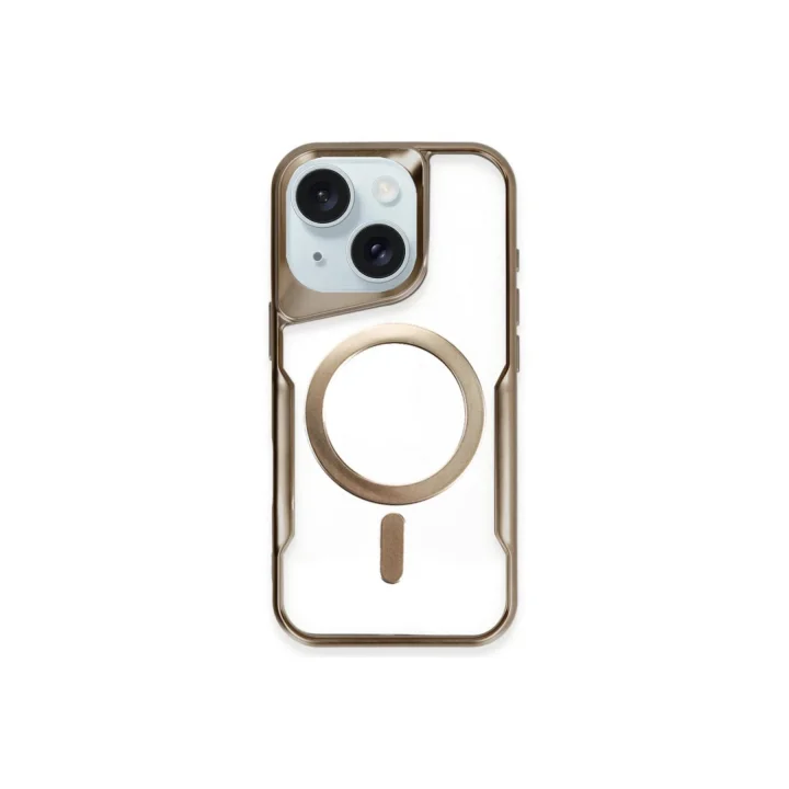 Mey İthalat®   iPhone 15 Plus Kılıf Boyi Magsafe Silikon Kapak - Kahverengi