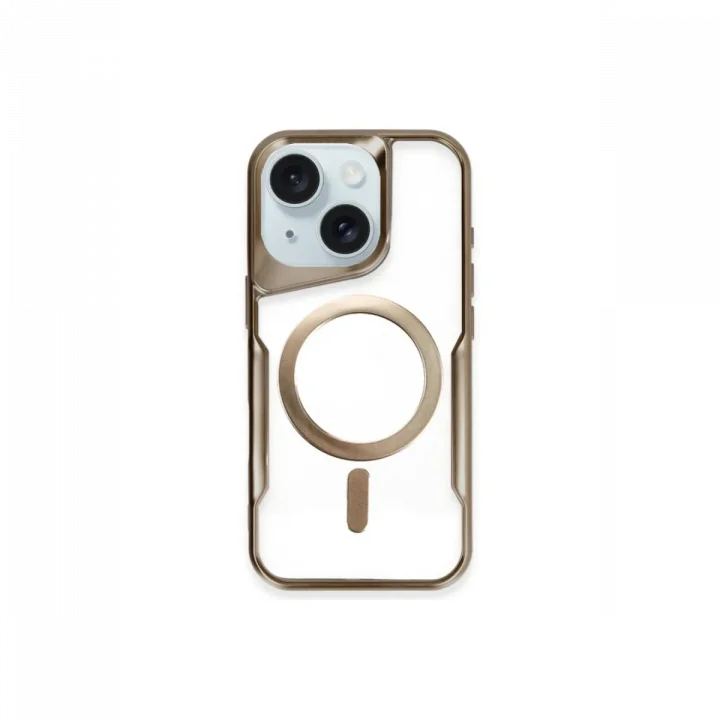 Mey İthalat®   iPhone 15 Plus Kılıf Boyi Magsafe Silikon Kapak - Kahverengi