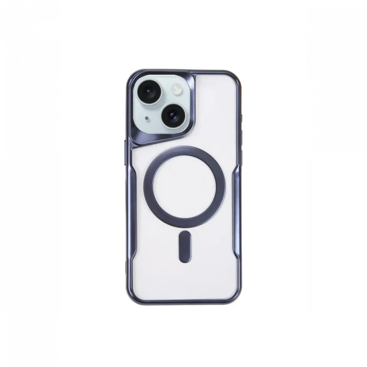 Mey İthalat®   iPhone 15 Plus Kılıf Boyi Magsafe Silikon Kapak - Lacivert