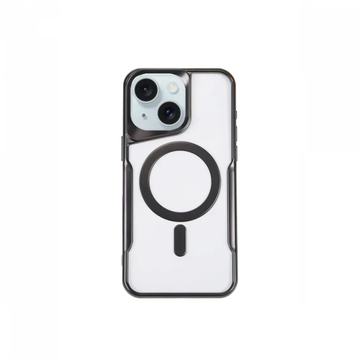 Mey İthalat®   iPhone 15 Plus Kılıf Boyi Magsafe Silikon Kapak - Siyah