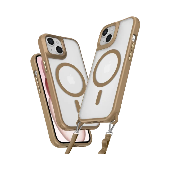 Mey İthalat®  iPhone 15 Plus Kılıf Enka Magsafe Silikon Kılıf - Desert