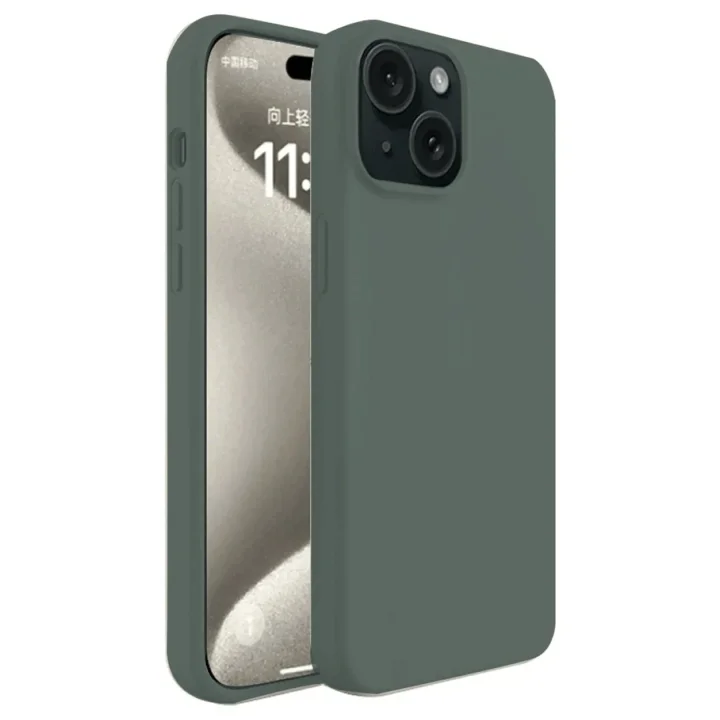 Mey İthalat®  iPhone 15 Plus Kılıf First Silikon - Koyu Yeşil