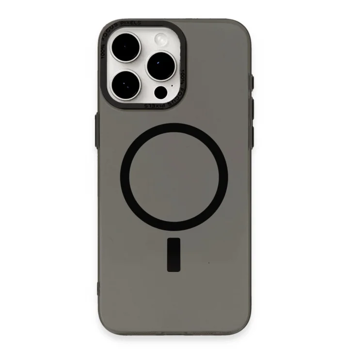 Mey İthalat®  iPhone 15 Pro Kılıf Anka PC Magneticsafe Sert Metal Kapak - Siyah