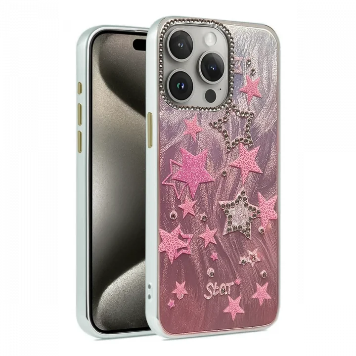 Mey İthalat®  iPhone 15 Pro Kılıf Blade Aynalı Desenli Kapak - Desen 7