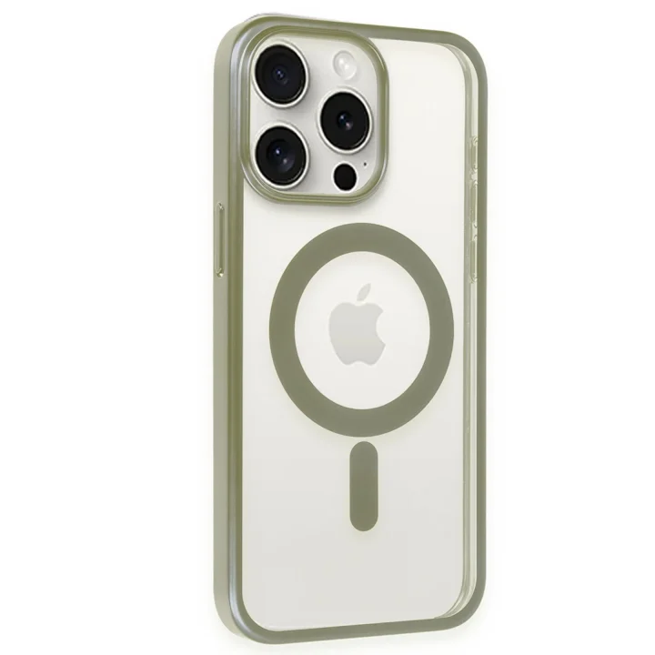 Mey İthalat®  iPhone 15 Pro Kılıf Erozi Magsafe Kapak - Gri
