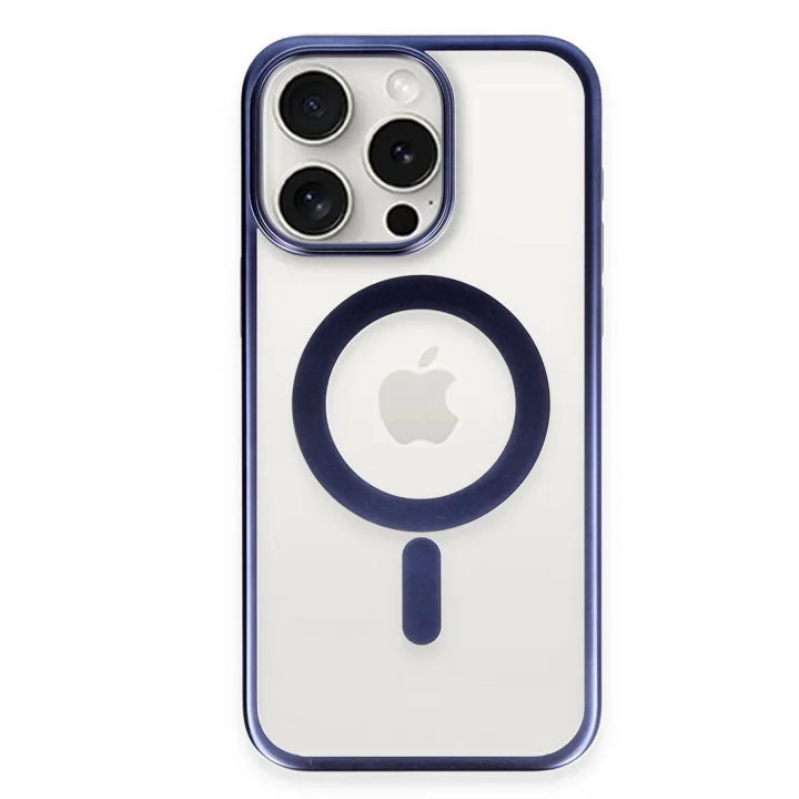 Mey İthalat®  iPhone 15 Pro Kılıf Erozi Magsafe Kapak - Lacivert
