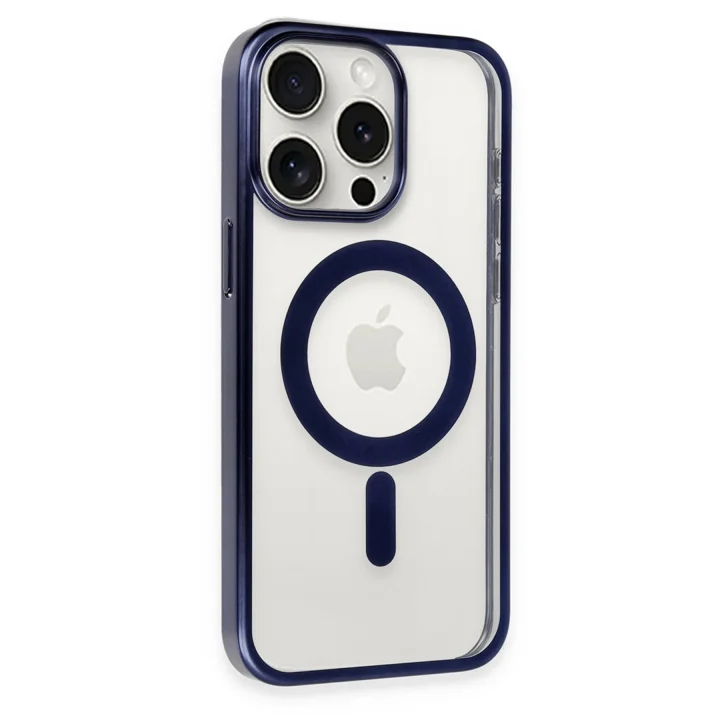 Mey İthalat®  iPhone 15 Pro Kılıf Erozi Magsafe Kapak - Lacivert