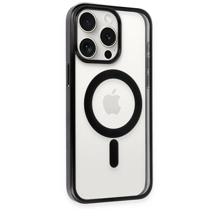 Mey İthalat®  iPhone 15 Pro Kılıf Erozi Magsafe Kapak - Siyah