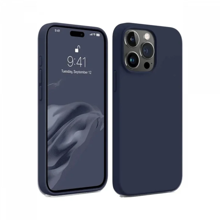 Mey İthalat®  iPhone 15 Pro Kılıf First Silikon - Lacivert