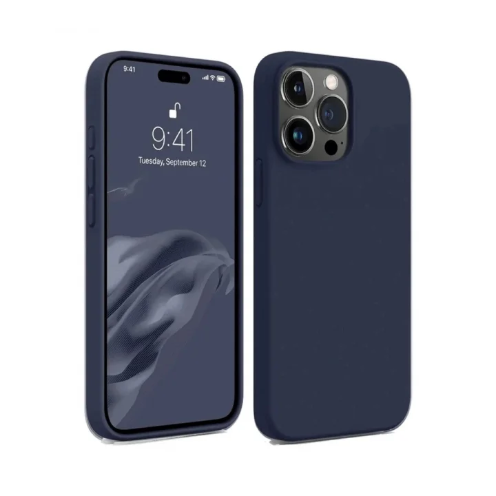 Mey İthalat®  iPhone 15 Pro Kılıf First Silikon - Lacivert