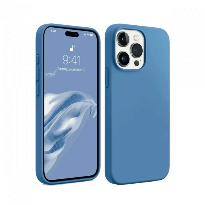 Mey İthalat®  iPhone 15 Pro Kılıf First Silikon - Mavi