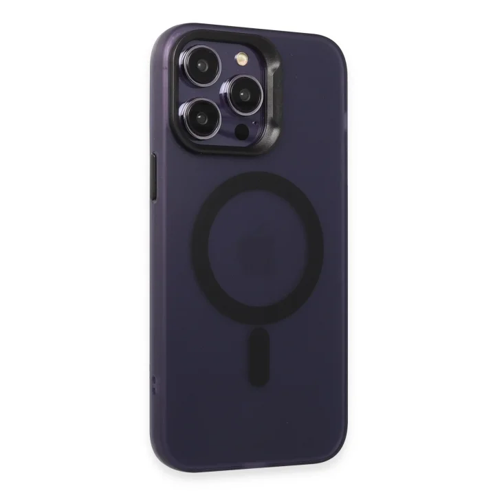 Mey İthalat®  iPhone 15 Pro Kılıf Mateks Magsafe Kapak - Derin Mor