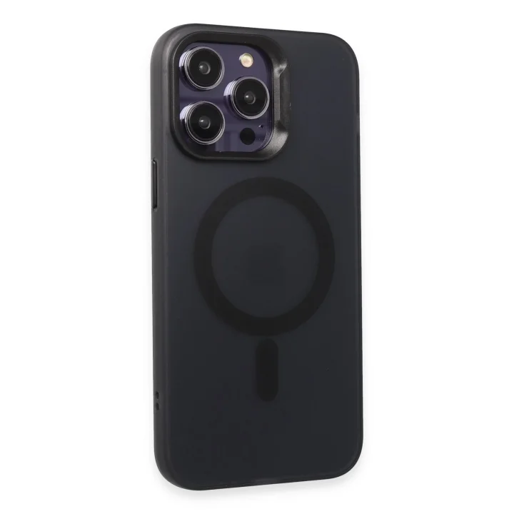 Mey İthalat®  iPhone 15 Pro Kılıf Mateks Magsafe Kapak - Siyah