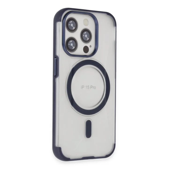 Mey İthalat®   iPhone 15 Pro Max Hilton Magsafe Kapak - Lacivert