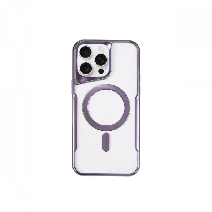 Mey İthalat®   iPhone 15 Pro Max Kılıf Boyi Magsafe Silikon Kapak - Derin Mor