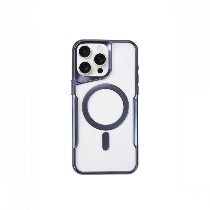 Mey İthalat®   iPhone 15 Pro Max Kılıf Boyi Magsafe Silikon Kapak - Lacivert