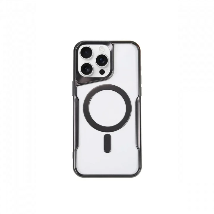Mey İthalat®   iPhone 15 Pro Max Kılıf Boyi Magsafe Silikon Kapak - Siyah