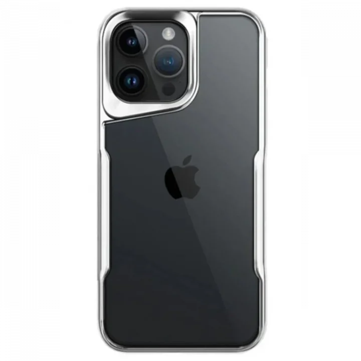 Mey İthalat®   iPhone 15 Pro Max Kılıf Boyi Silikon Kapak - Gümüş