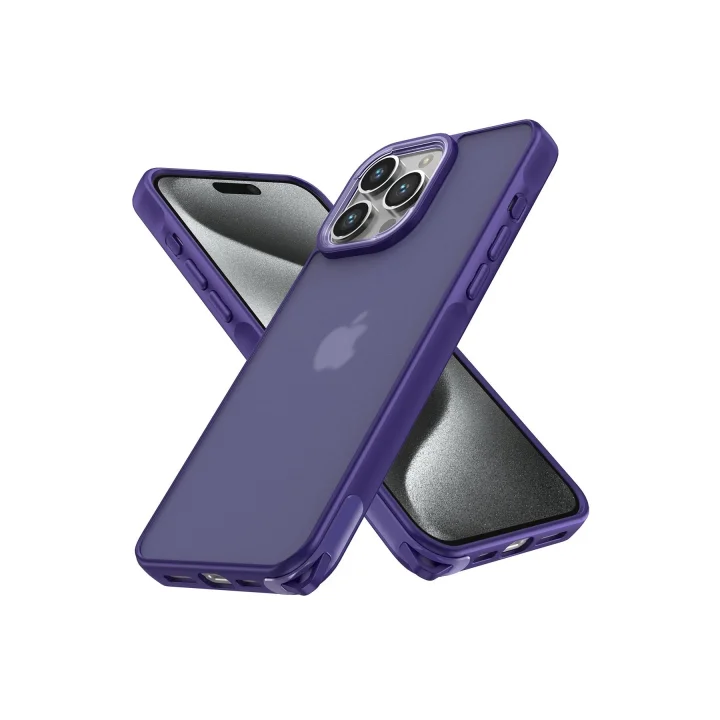 Mey İthalat®  iPhone 15 Pro Max Kılıf Elegant Kapak - Derin Mor