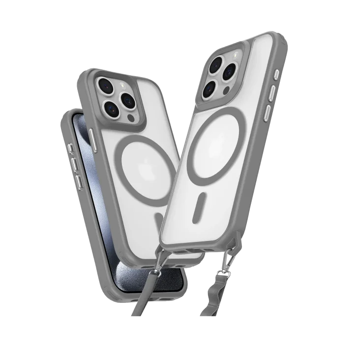 Mey İthalat®  iPhone 15 Pro Max Kılıf Enka Magsafe Silikon Kılıf - Titan Gri