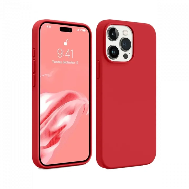 Mey İthalat®  iPhone 15 Pro Max Kılıf First Silikon - Kırmızı