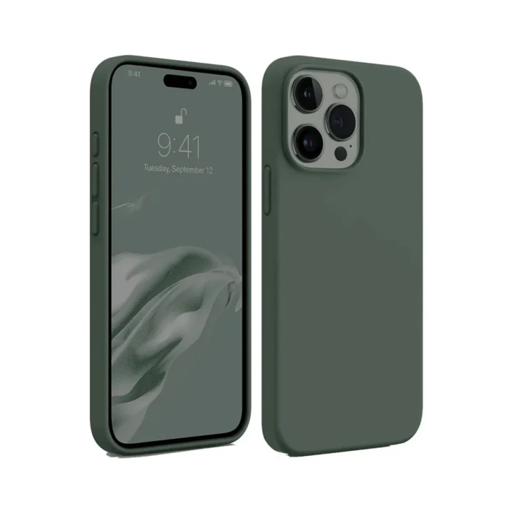 Mey İthalat®  iPhone 15 Pro Max Kılıf First Silikon - Koyu Yeşil