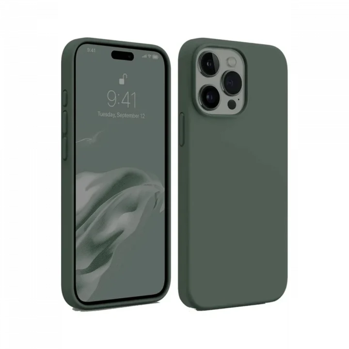 Mey İthalat®  iPhone 15 Pro Max Kılıf First Silikon - Koyu Yeşil