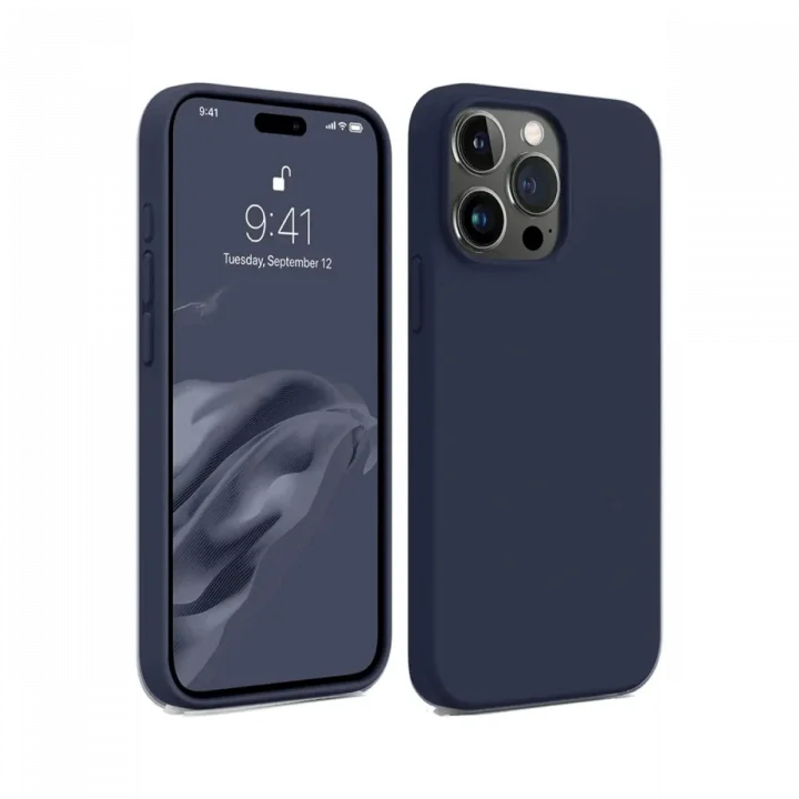 Mey İthalat®  iPhone 15 Pro Max Kılıf First Silikon - Lacivert