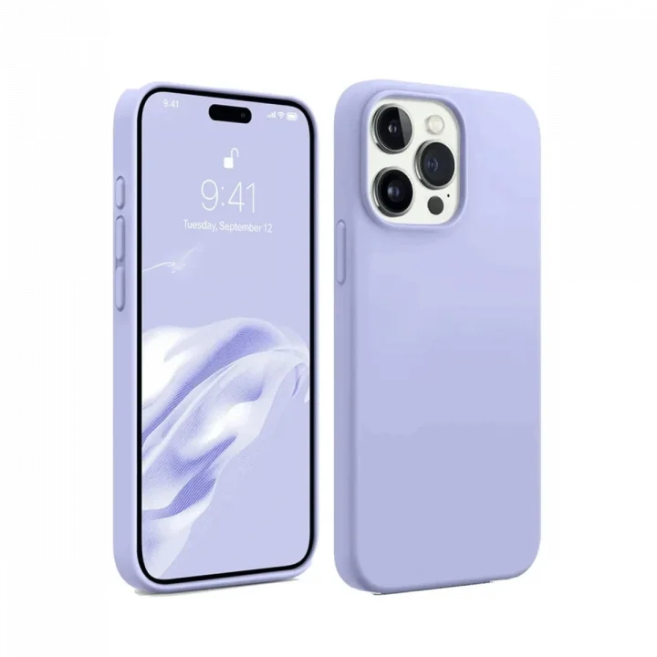 Mey İthalat®  iPhone 15 Pro Max Kılıf First Silikon - Lila