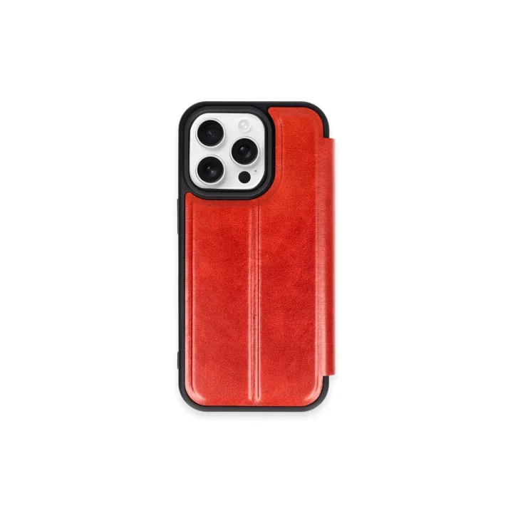 Mey İthalat®  iPhone 15 Pro Max Kılıf Flip Cover - Kırmızı