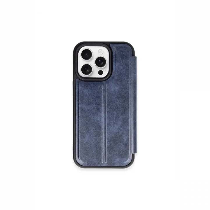 Mey İthalat®  iPhone 15 Pro Max Kılıf Flip Cover - Lacivert