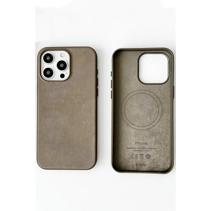 Mey İthalat®  iPhone 15 Pro Max Kılıf Karen Magsafe Kapak - Kahverengi