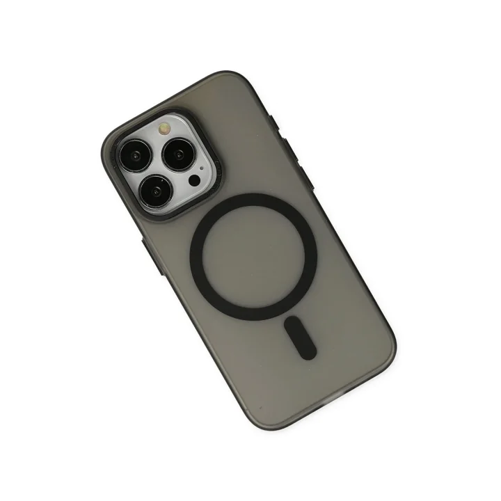Mey İthalat®  iPhone 15 Pro Max Kılıf Lodos Magneticsafe Mat Kapak - Siyah