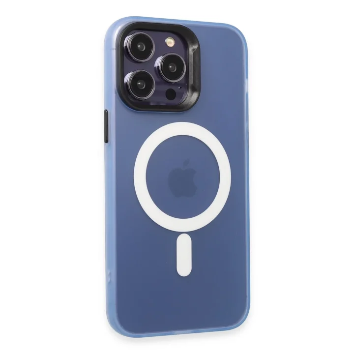 Mey İthalat®  iPhone 15 Pro Max Kılıf Mateks Magsafe Kapak - Sierra Blue