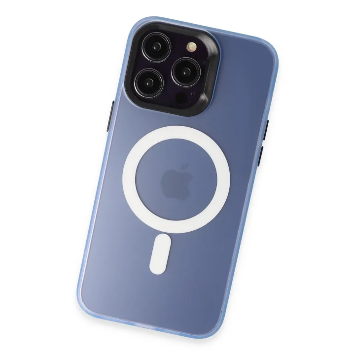 Mey İthalat®  iPhone 15 Pro Max Kılıf Mateks Magsafe Kapak - Sierra Blue