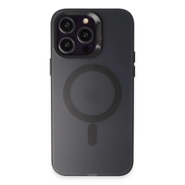 Mey İthalat®  iPhone 15 Pro Max Kılıf Mateks Magsafe Kapak - Siyah