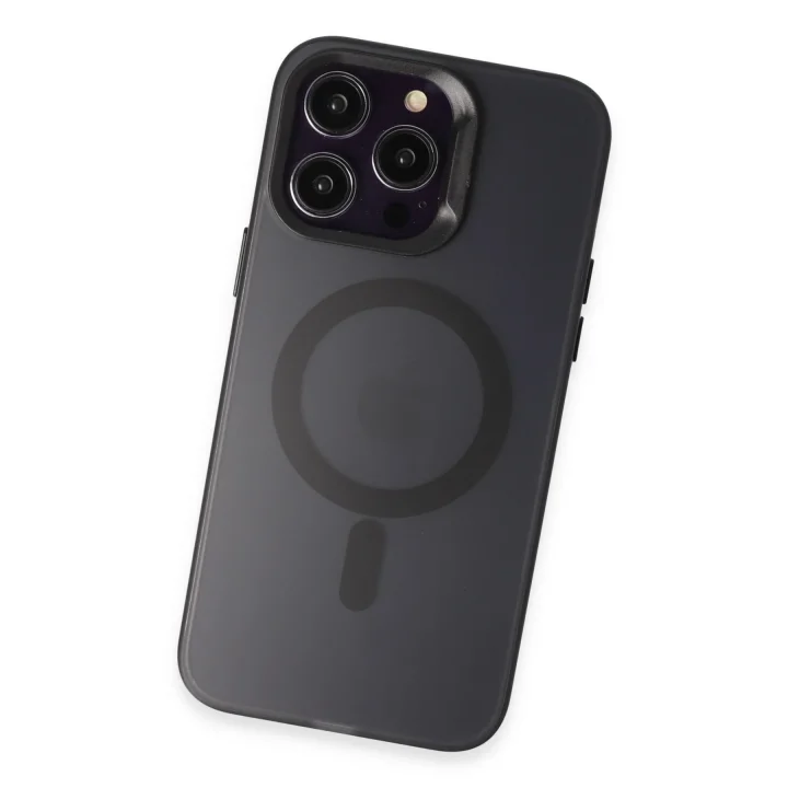 Mey İthalat®  iPhone 15 Pro Max Kılıf Mateks Magsafe Kapak - Siyah