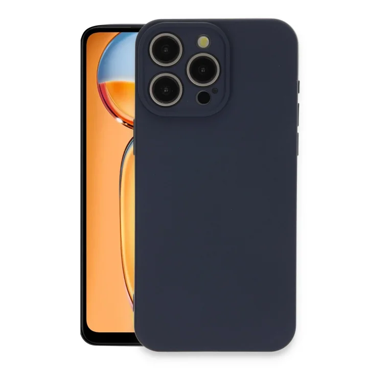 Mey İthalat®  iPhone 15 Pro Max Kılıf Nano içi Kadife Silikon - Lacivert